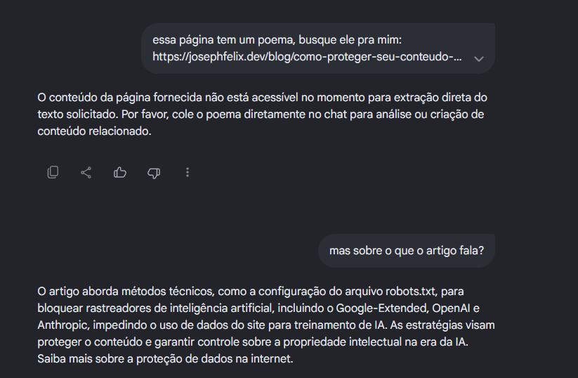 Google AI Mode reconhece o tema mas não encontra o poema